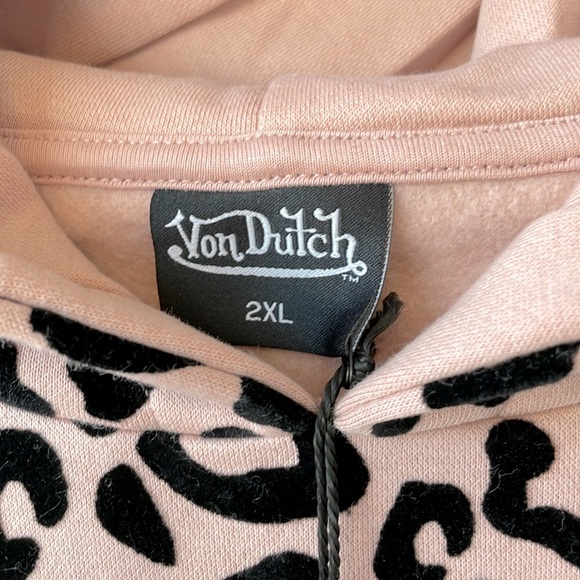 VON DUTCH‎ Unisex Dirty Pink Cheetah Animal Print Hoodie - Picture 5 of 8